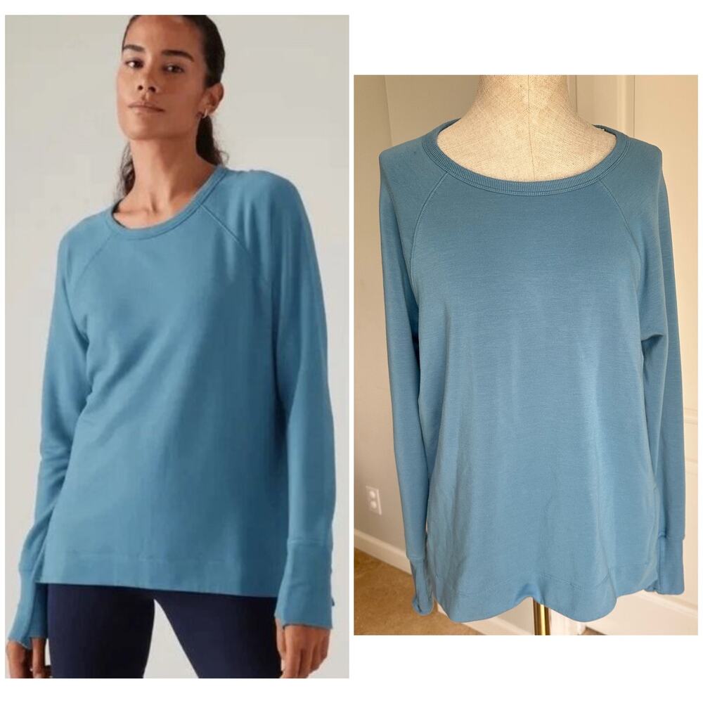 Athleta Coaster Luxe Recover Oversized Relaxed Sweatshirt In Skylark Blue Sz M